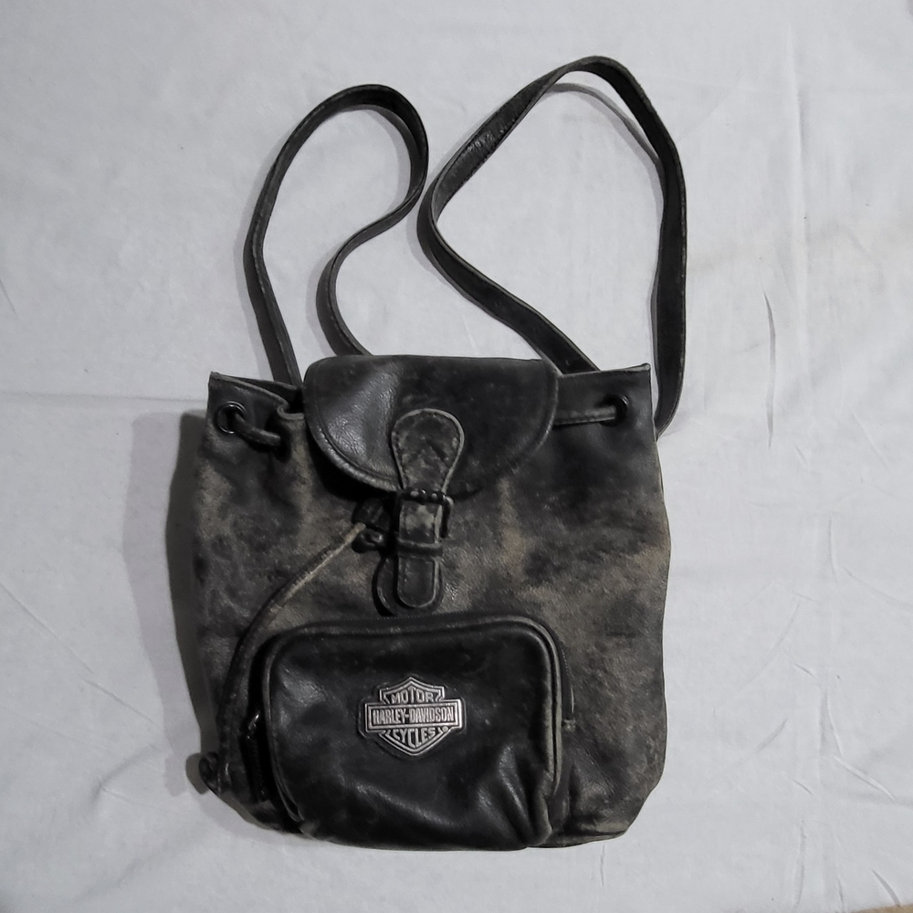 Harley-Davidson Black Leather Men's Bag Well Worn Leather